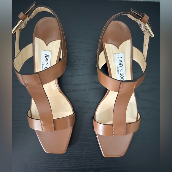 Jimmy Choo Women's Jin 45mm Mid Heel Square Toe Buckled Sandals - Picture 5 of 9